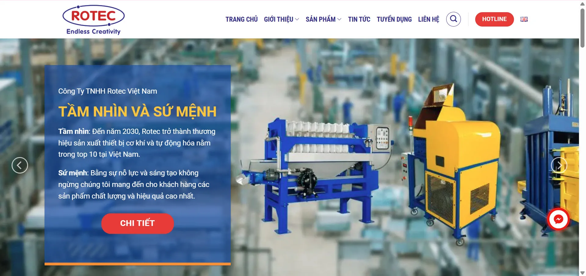 Website mới giúp Rotec khẳng định vị thế trong ngành cơ khí công nghiệp